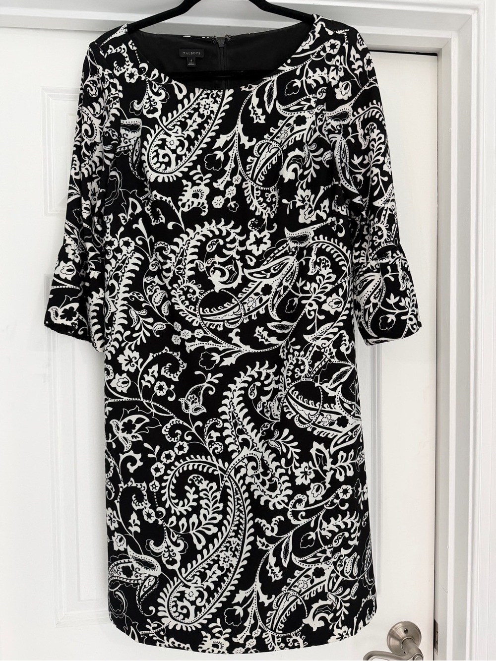 Talbots Black and White Paisley Midi Dress